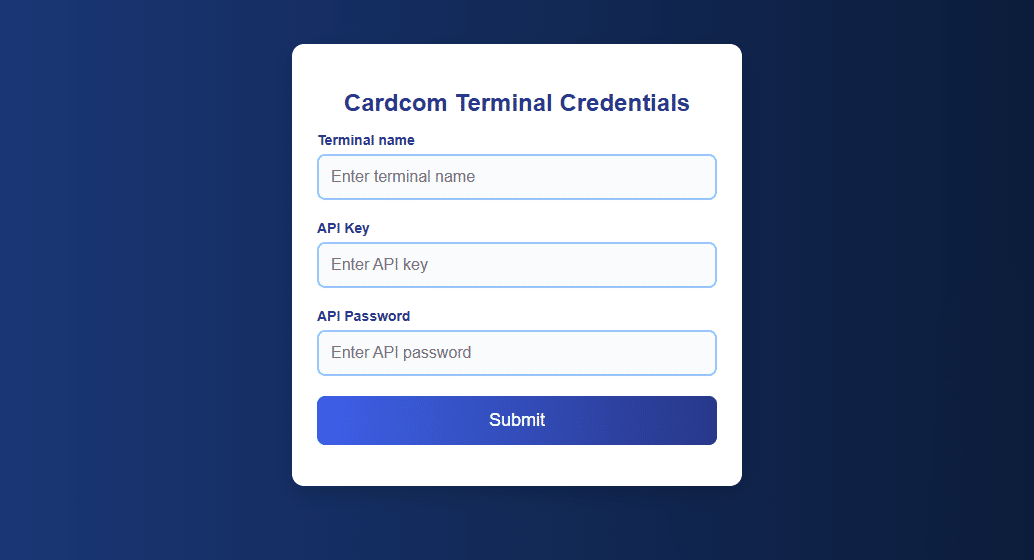 קארדקום שופיפיי - מסך התקנה