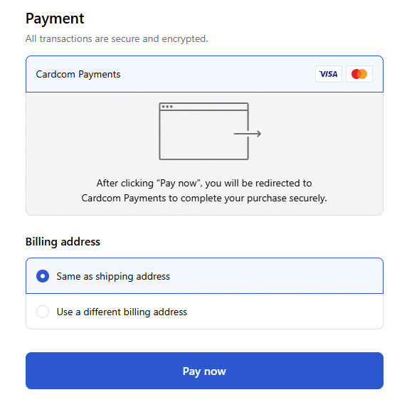קארדקום שופיפיי - עמוד תשלום